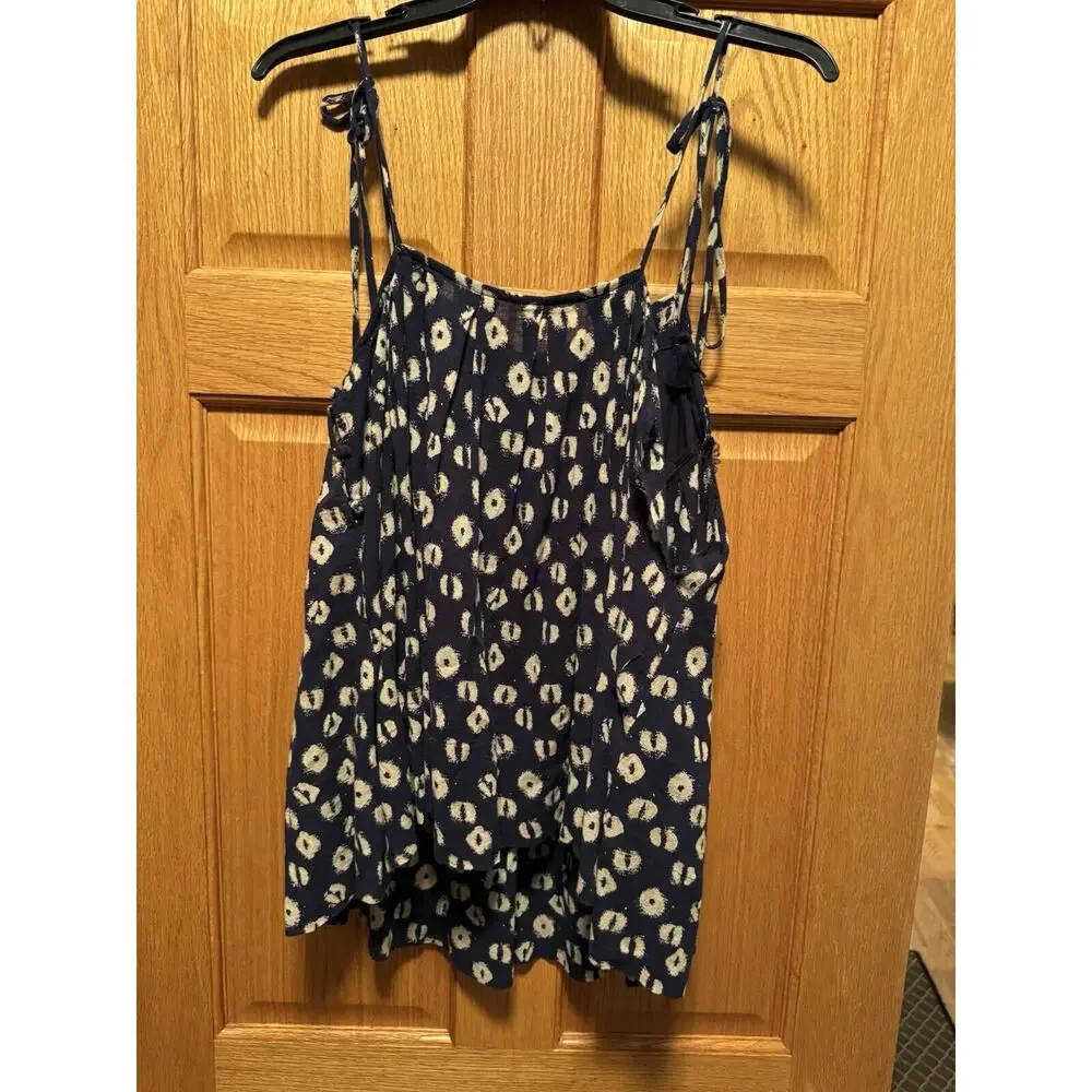 Free People Molly Sleeveless Cotton Tunic Top Indigo Combo Blue XS